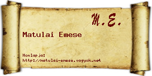 Matulai Emese névjegykártya